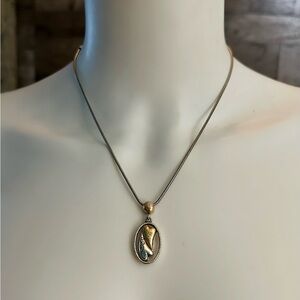 Brighton Vintage Two Toned Double Heart Pendant Necklace
